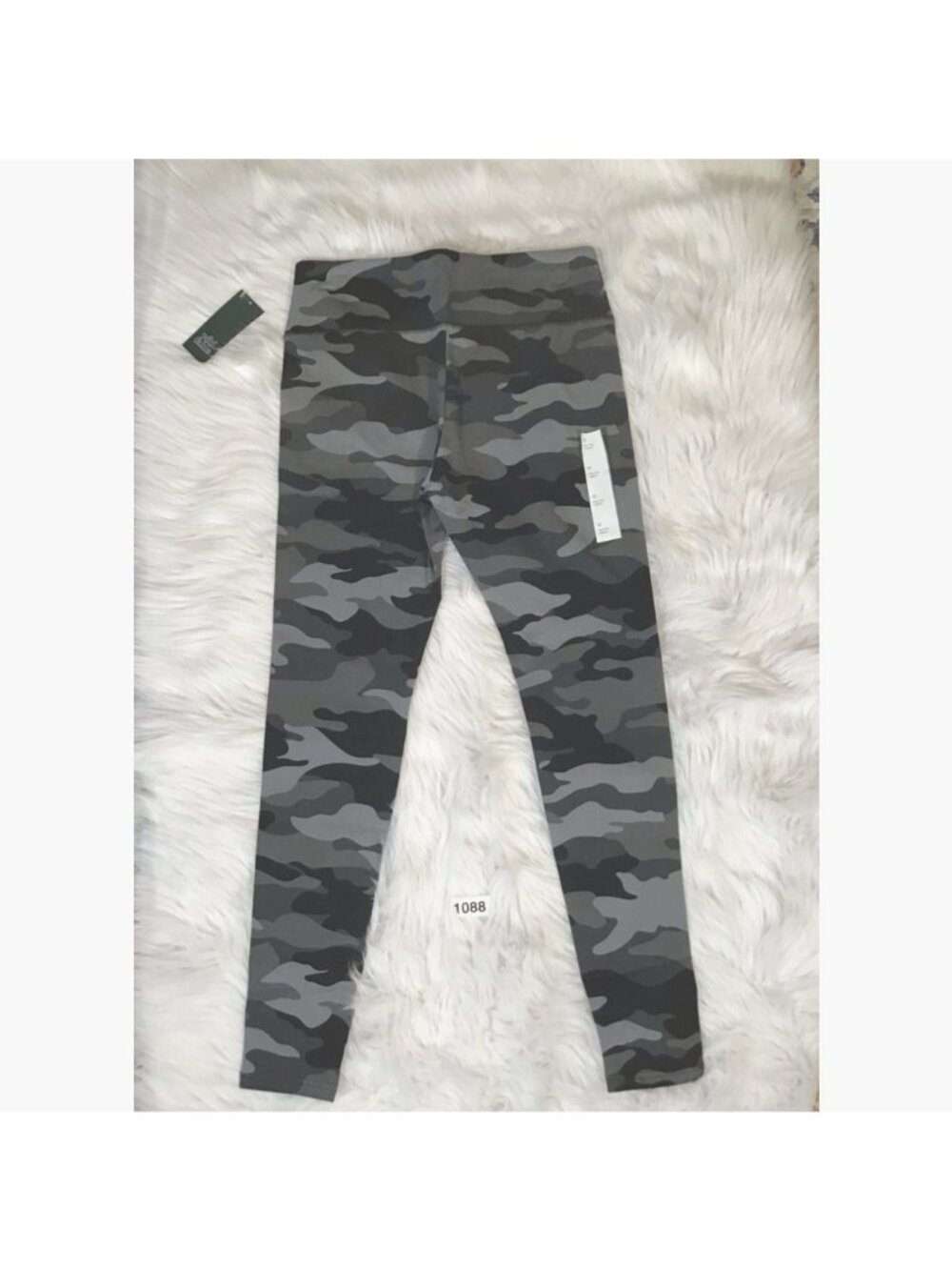 Wild Fable Womens Leggings Black Med Gray Mid Rise Camo Stretch Full Length New - Picture 3 of 6